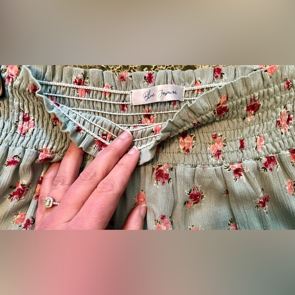 Women’s Blue Jasmine Floral Halter Smocked Tank Top and Smocked Skirt Set Size L - Picture 13 of 16